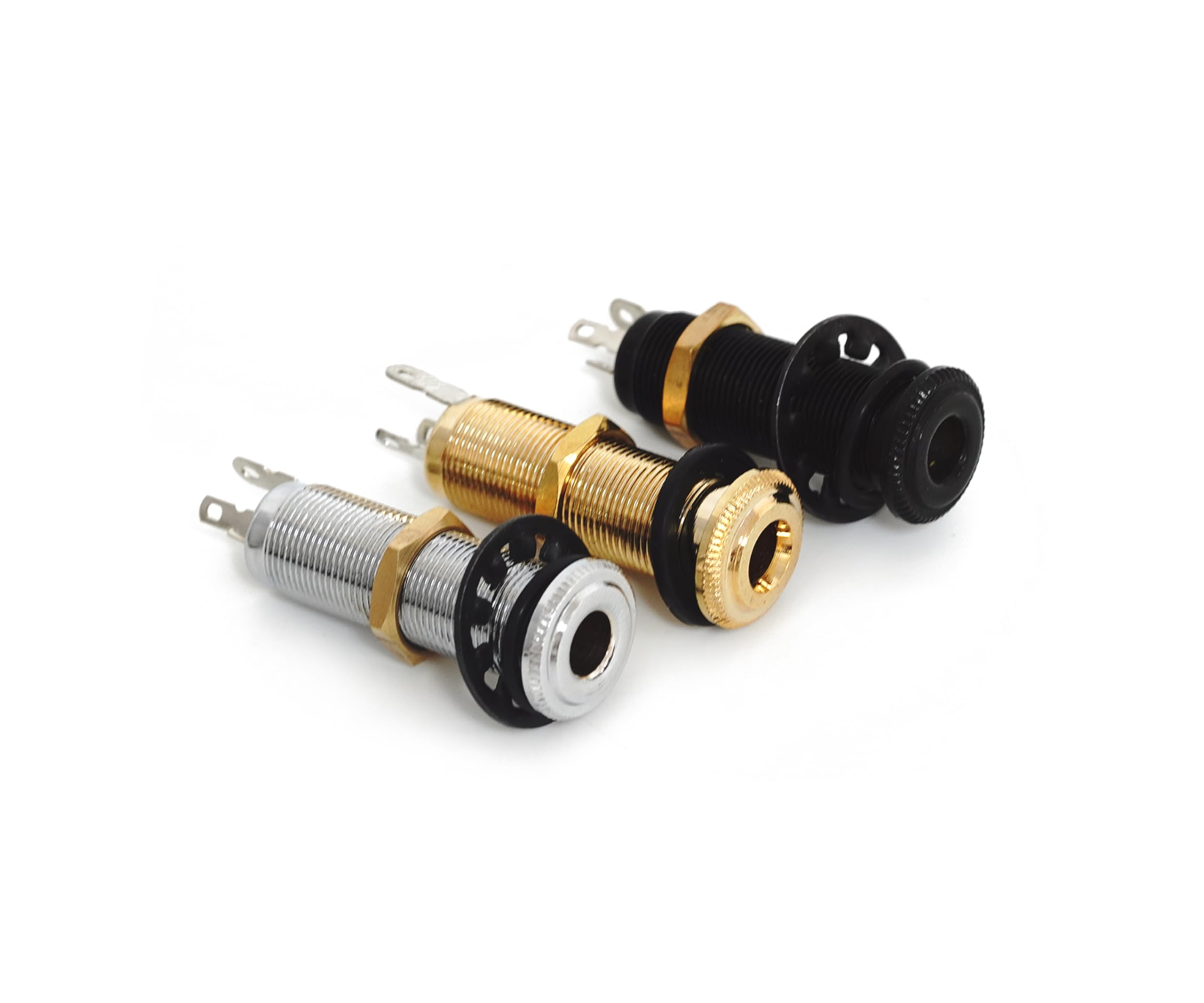Guyker Stereo Long Threaded Output Jack - Pro Metal Guitar Bass Barrel Cylinder Input Output Jacks Plug Sockets with 3 Pins Repl
